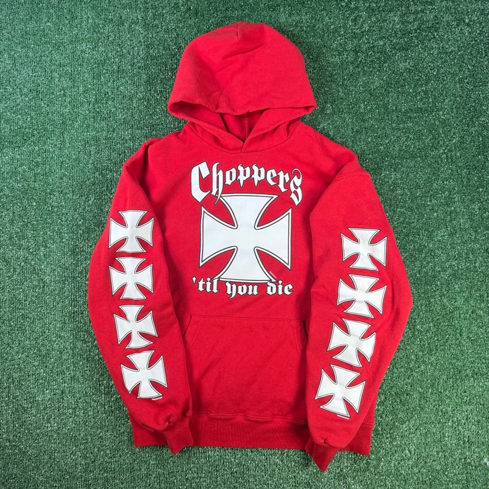 Choppers Til You Die Tripple Graphic Hit Red Hoodie